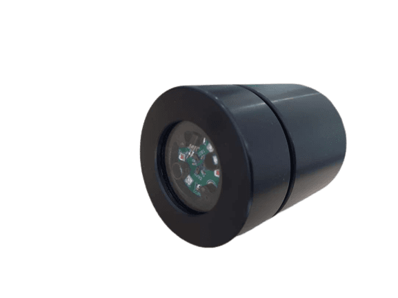 Black cylindrical algae sensor with a circular transparent end window